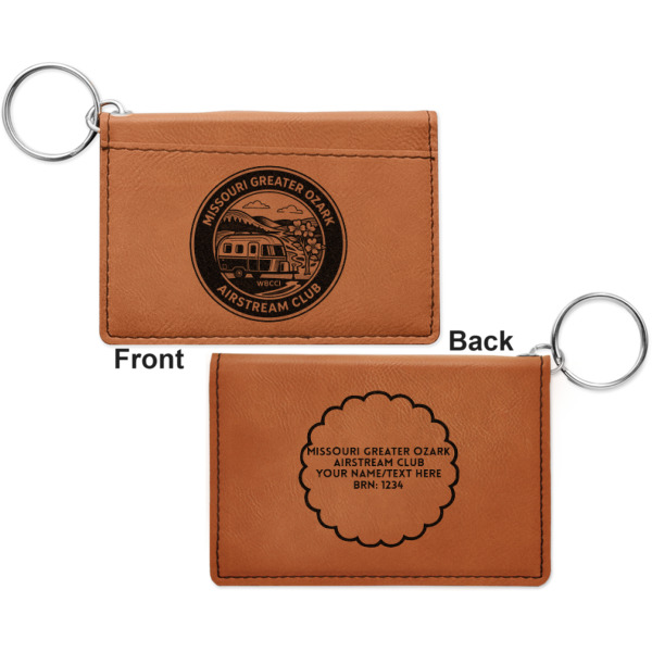 Custom Design - Cognac Leatherette Keychain ID Holders - Front and Back Apvl