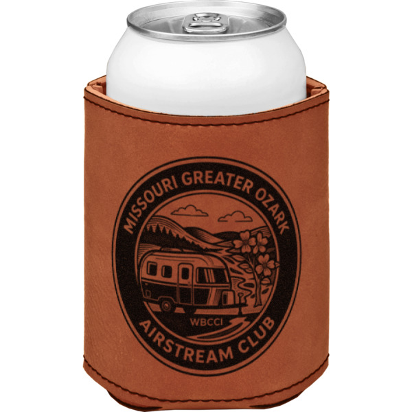 Custom Design - Cognac Leatherette Can Sleeve - Single Front