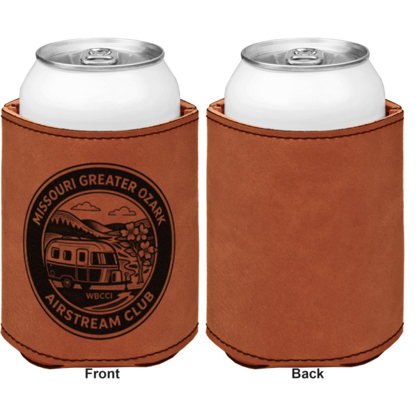 Custom Design - Cognac Leatherette Can Sleeve - Single Sided Front and Back