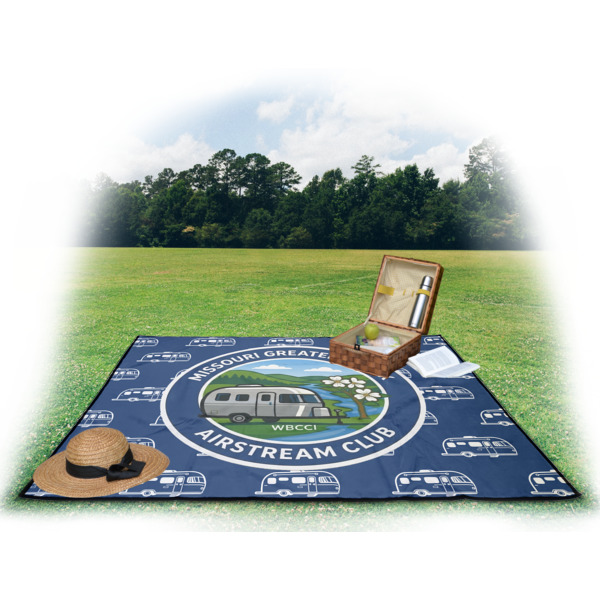 Custom Design - Picnic Blanket - with Basket Hat and Book - in Use