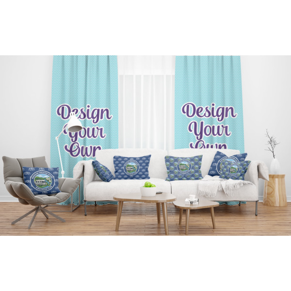 Custom Design - Sheer and Custom Curtains in Room with Matching Pillows