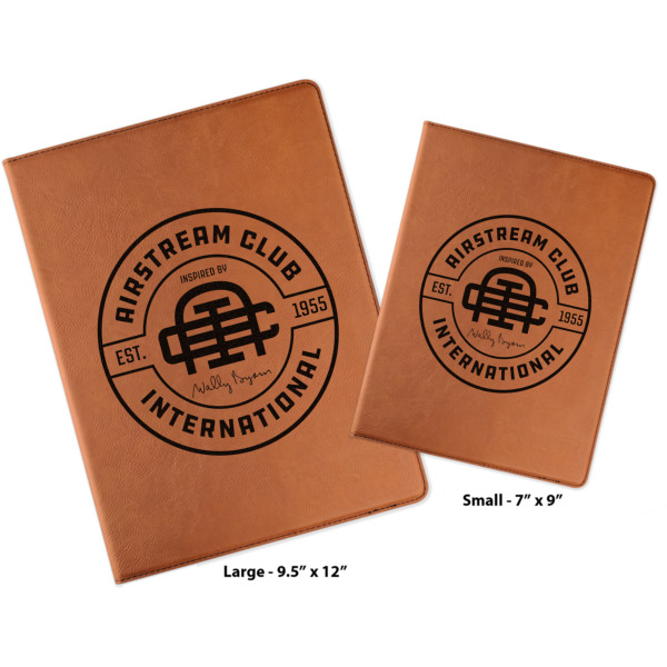 Custom Design - Cognac Leatherette Portfolios with Notepads - Compare Sizes