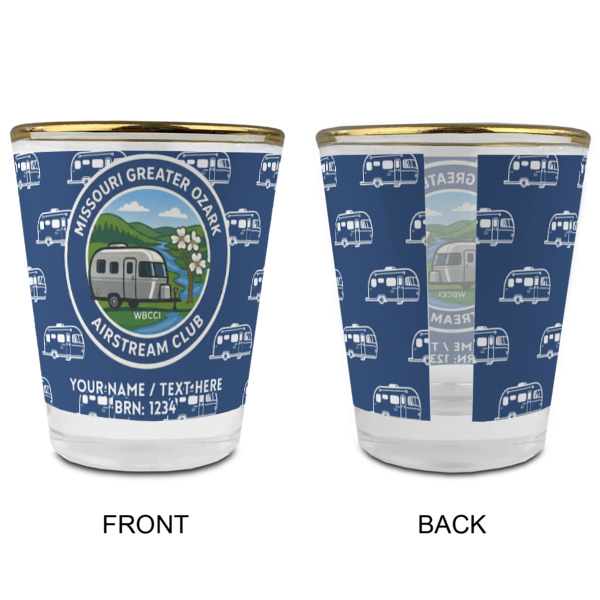 Custom Design - Glass Shot Glass - Gold Rim - Front & Back