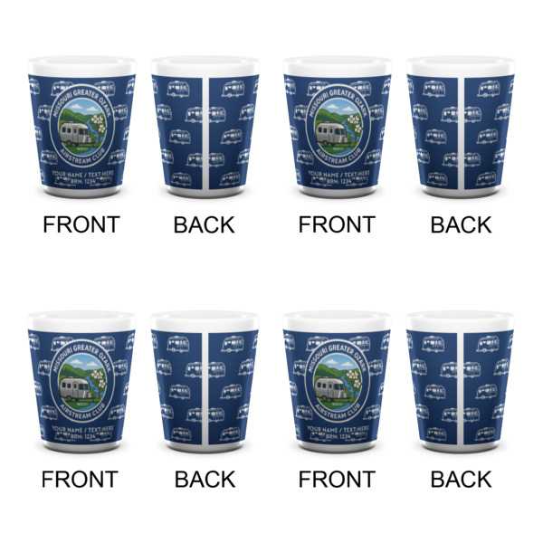Custom Design - Ceramic Shot Glass - White - Set of 4 - Front & Back