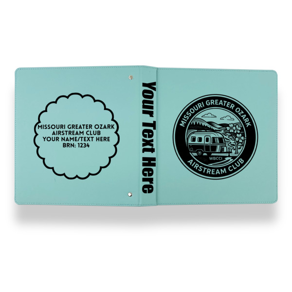 Custom Design - Leather Binder - 1" - Teal - Back Spine Front View