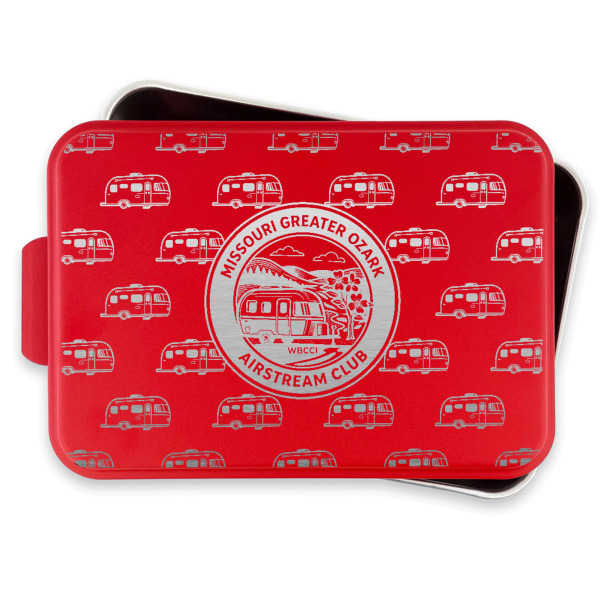 Custom Design - Aluminum Baking Pan - Red Lid - FRONT w/lif off