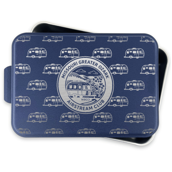 Custom Design - Aluminum Baking Pan - Navy Lid - FRONT w/lid off