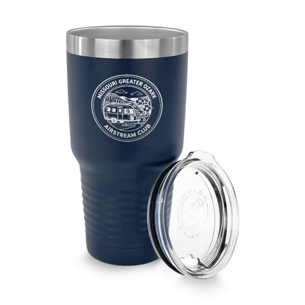 Custom Design - 30 oz Stainless Steel Ringneck Tumblers - Navy - LID OFF