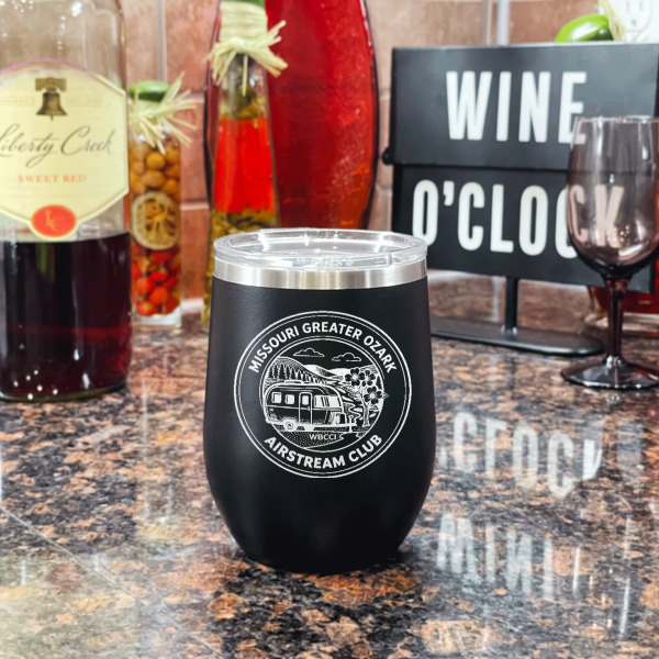 Custom Design - Stainless Wine Tumblers - Black - Double Sided - In Context