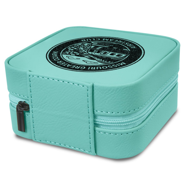 Custom Design - Travel Jewelry Boxes - Leather - Teal - View from Rear