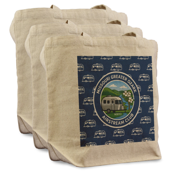 Custom Design - 3 Reusable Cotton Grocery Bags - Front View