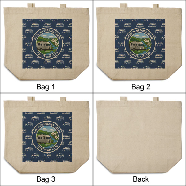 Custom Design - 3 Reusable Cotton Grocery Bags - Front & Back View