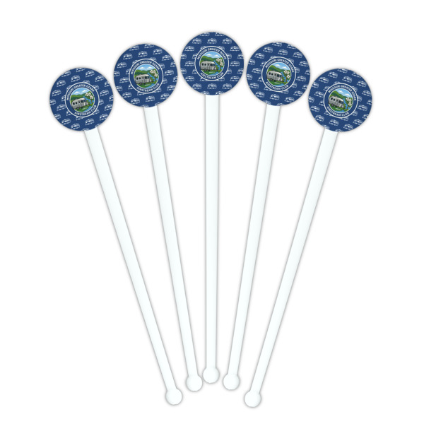 Custom Design - White Plastic 7" Stir Stick - Round - Fan View