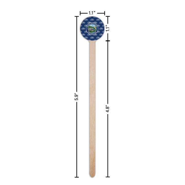 Custom Design - Wooden 6" Stir Stick - Round - Dimensions