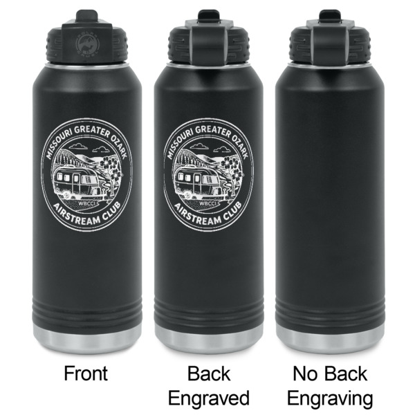 Custom Design - Laser Engraved Water Bottles - 2 Styles - Front & Back View