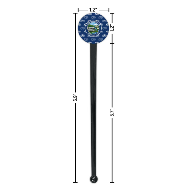 Custom Design - Black Plastic 7" Stir Stick - Round - Dimensions