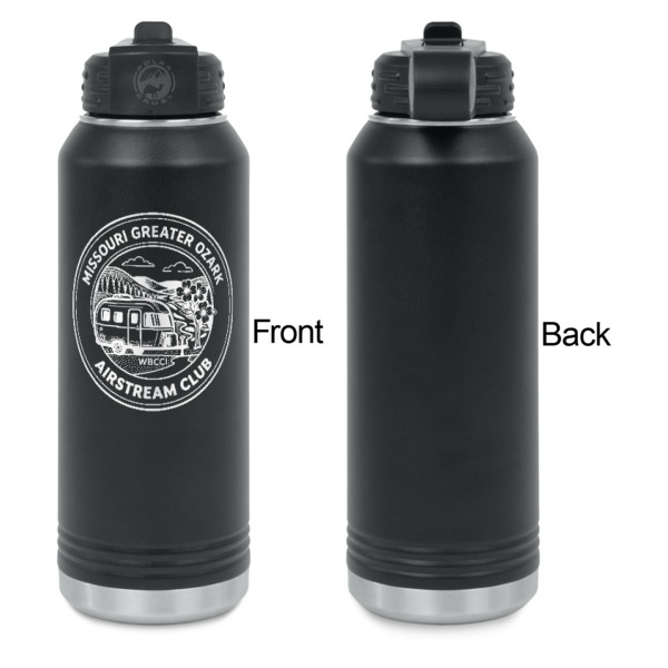 Custom Design - Laser Engraved Water Bottles - Front Engraving - Front & Back View
