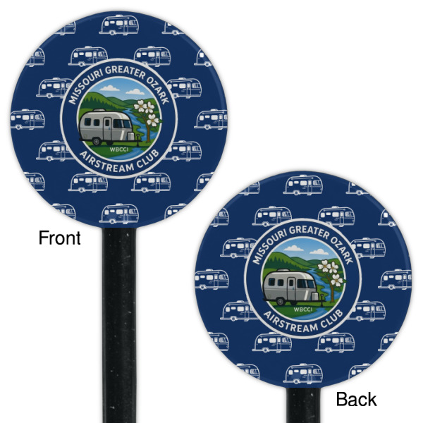 Custom Design - Black Plastic 5.5" Stir Stick - Double Sided - Round - Front & Back