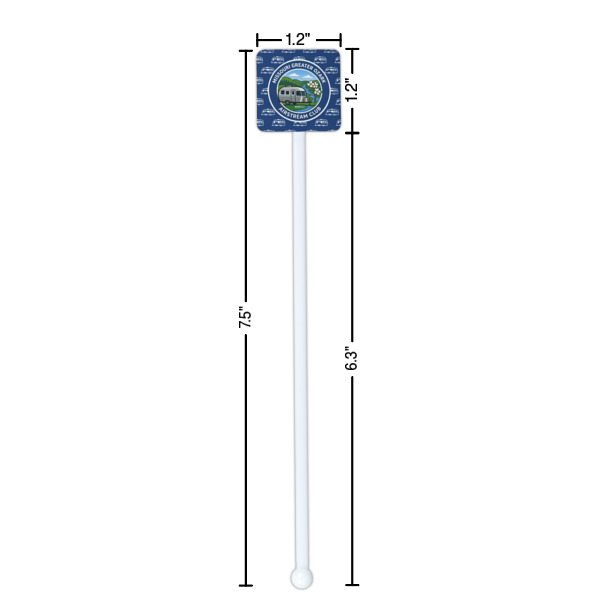 Custom Design - White Plastic Stir Stick - Square - Dimensions