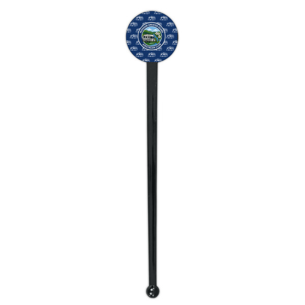 Custom Design - Black Plastic 7" Stir Stick - Round - Single Stick