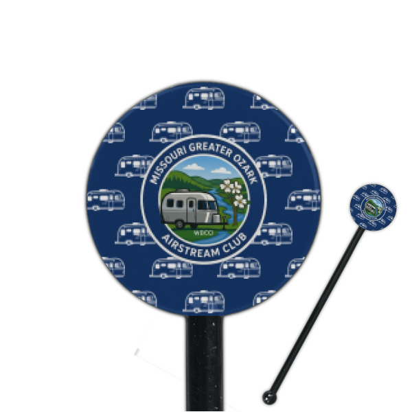 Custom Design Your Own 5.5" Round Plastic Stir Sticks - Black - Single-Sided