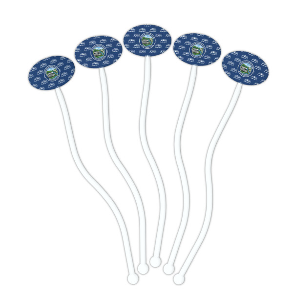 Custom Design - White Plastic 7" Stir Stick - Oval - Fan