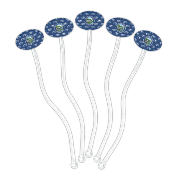 Custom Design - Clear Plastic 7" Stir Stick - Oval - Fan