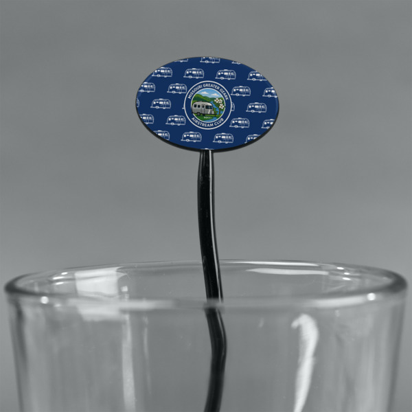 Custom Design - Black Plastic 7" Stir Stick - Oval - Main