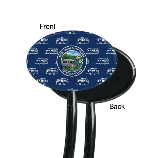 Custom Design - Black Plastic 7" Stir Stick - Single Sided - Oval - Front & Back