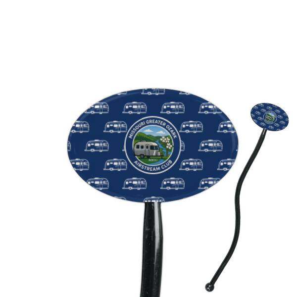 Custom Design Your Own 7" Oval Plastic Stir Sticks - Black - Single-Sided