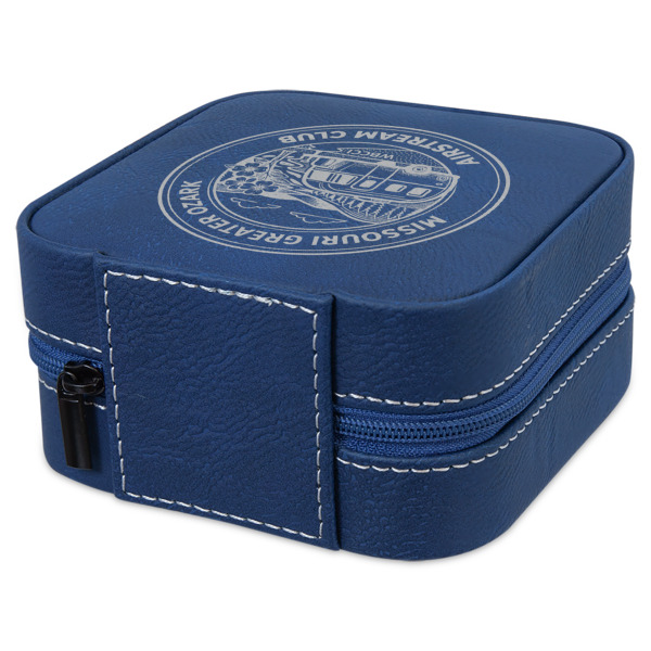 Custom Design - Travel Jewelry Boxes - Leather - Navy Blue - View from Rear