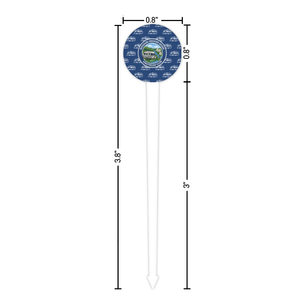 Custom Design - White Plastic 4" Food Pick - Round - Dimensions