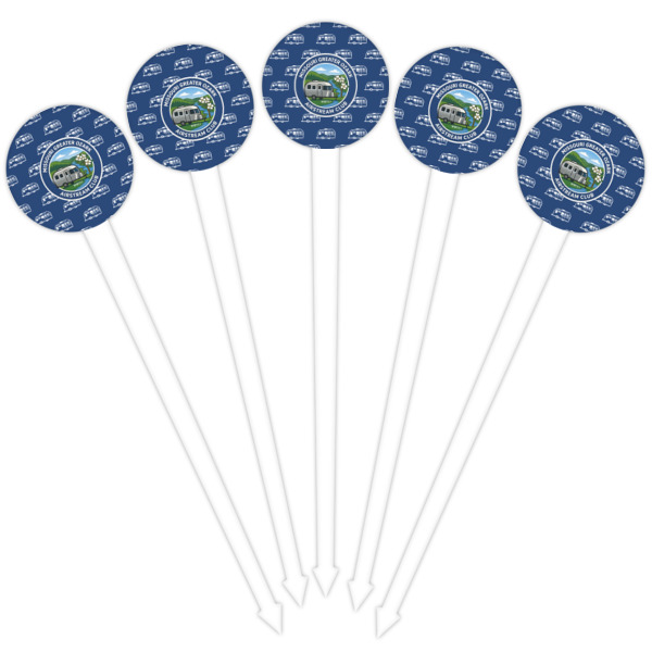 Custom Design - White Plastic 4" Food Pick - Round - Fan View