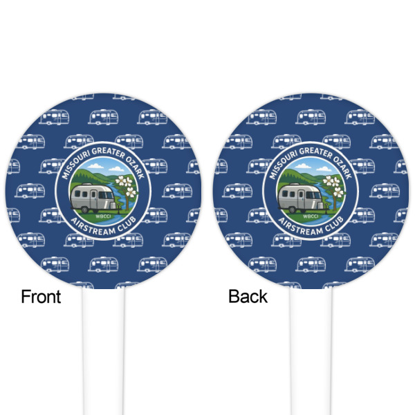 Custom Design - White Plastic 4" Food Pick - Round - Double Sided - Front & Back