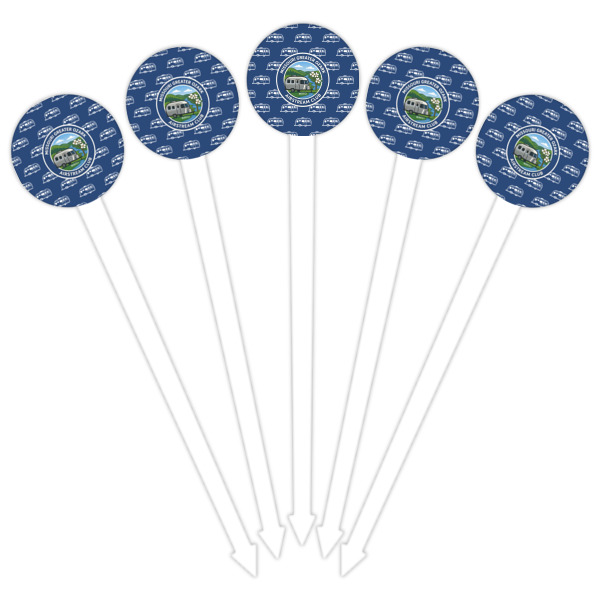 Custom Design - White Plastic 6" Food Pick - Round - Fan View