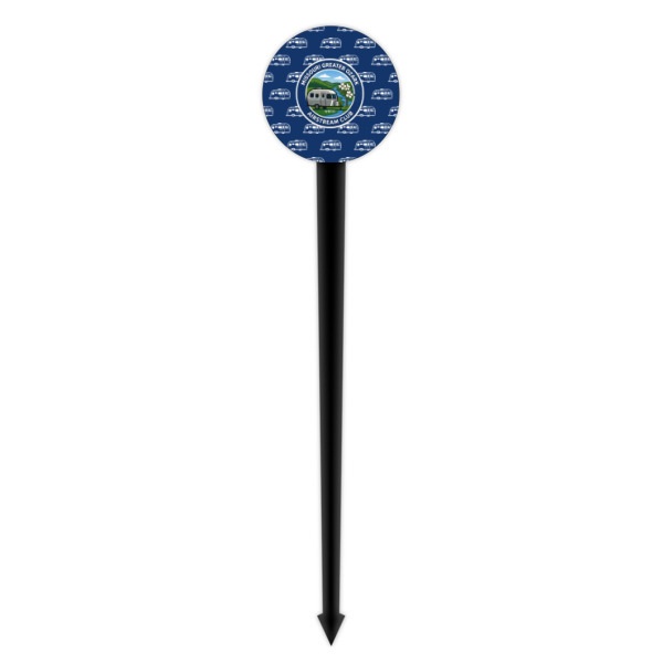 Custom Design - Black Plastic 4" Food Pick - Round - Single Pick