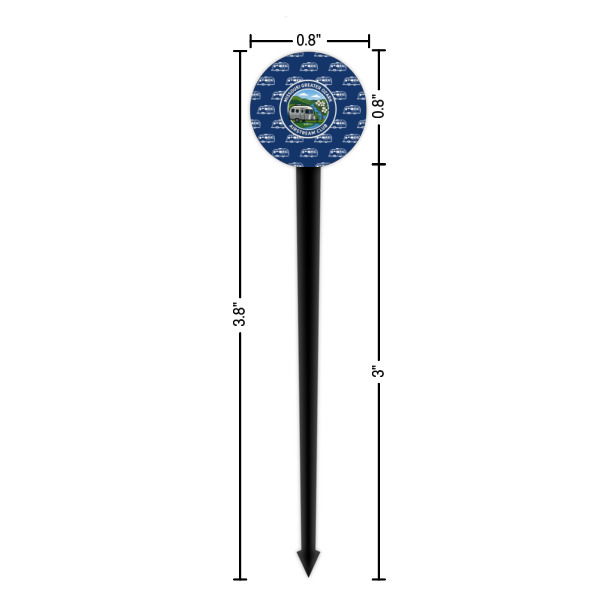 Custom Design - Black Plastic 4" Food Pick - Round - Dimensions