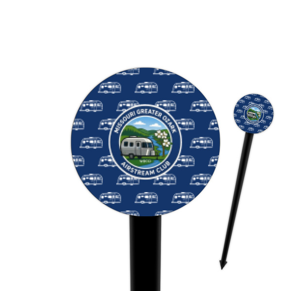 Custom Design Your Own 4" Round Plastic Food Picks - Black - Single-Sided
