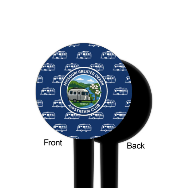 Custom Design - Black Plastic 4" Food Pick - Round - Single Sided - Front & Back