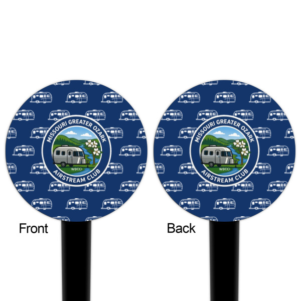 Custom Design - Black Plastic 4" Food Pick - Round - Double Sided - Front & Back
