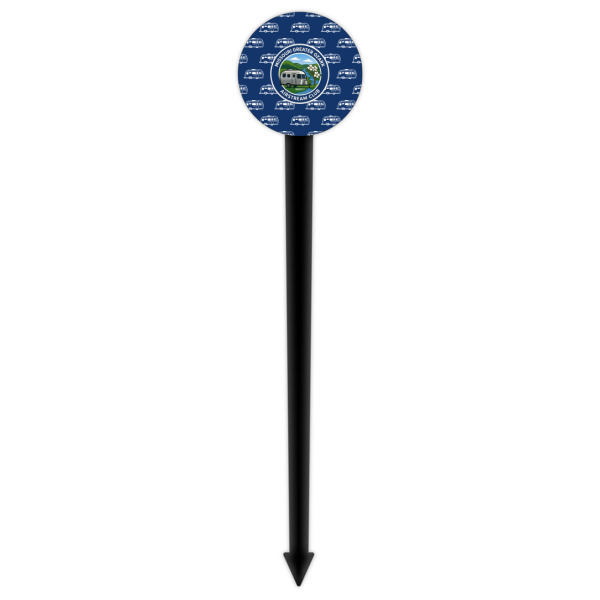 Custom Design - Black Plastic 6" Food Pick - Round - Single Pick