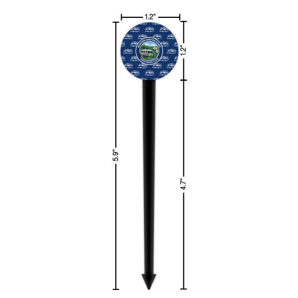 Custom Design - Black Plastic 6" Food Pick - Round - Dimensions