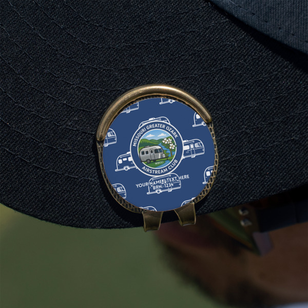 Custom Design - Golf Ball Marker Hat Clip - Gold - On Hat