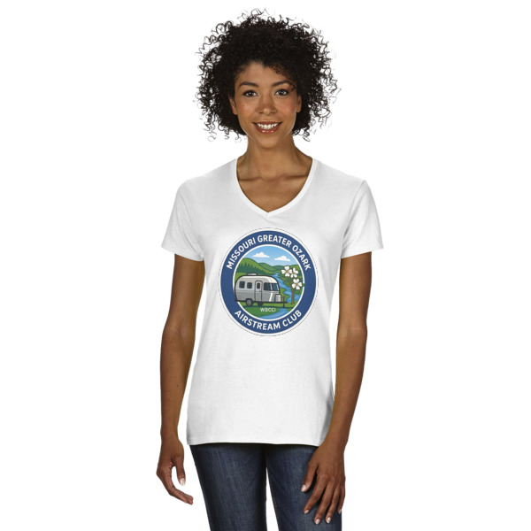 Custom Design Your Own Women's V-Neck T-Shirt - White