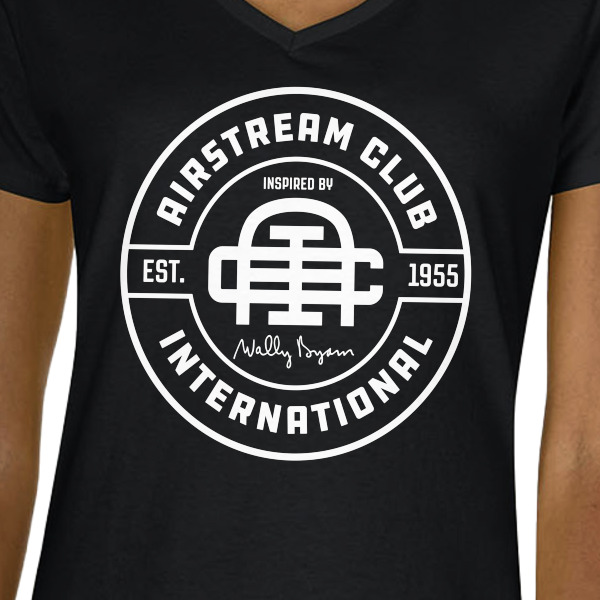 Custom Design - Black V-Neck T-Shirt on Model - CloseUp