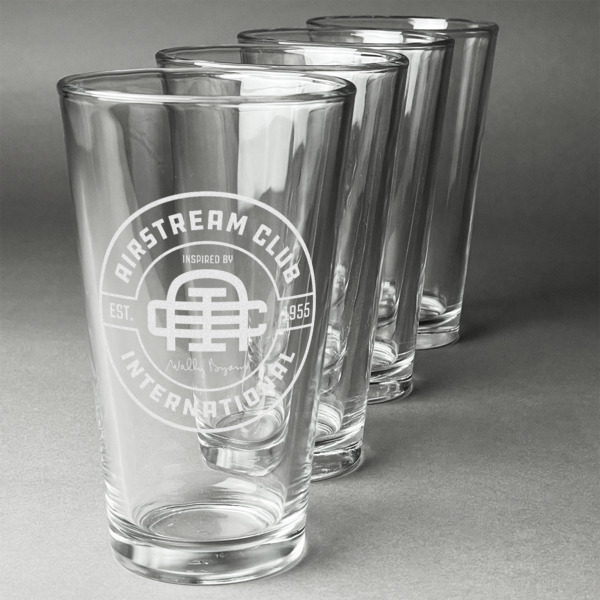 Custom Design - Set of Four Engraved Pint Glasses - Set View