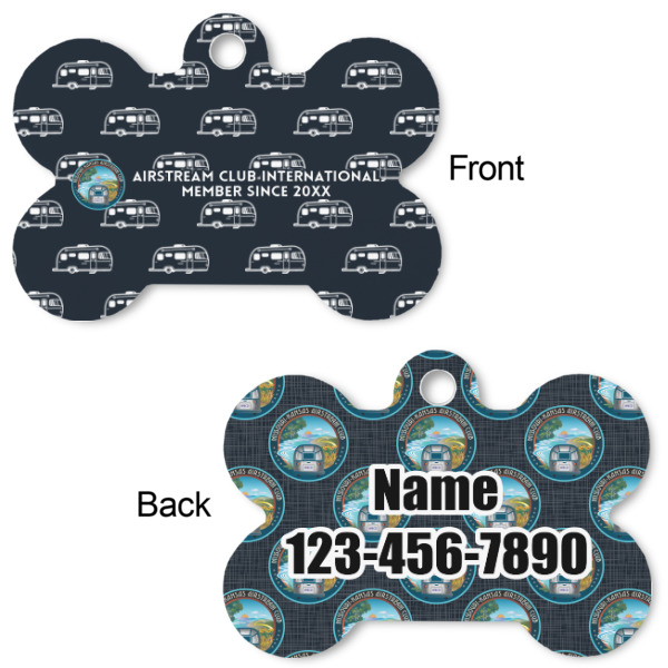 Custom Design - Bone Shaped Dog ID Tag - Small - Front & Back View
