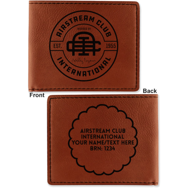Custom Design - Cognac Leatherette Bifold Wallets - Front and Back
