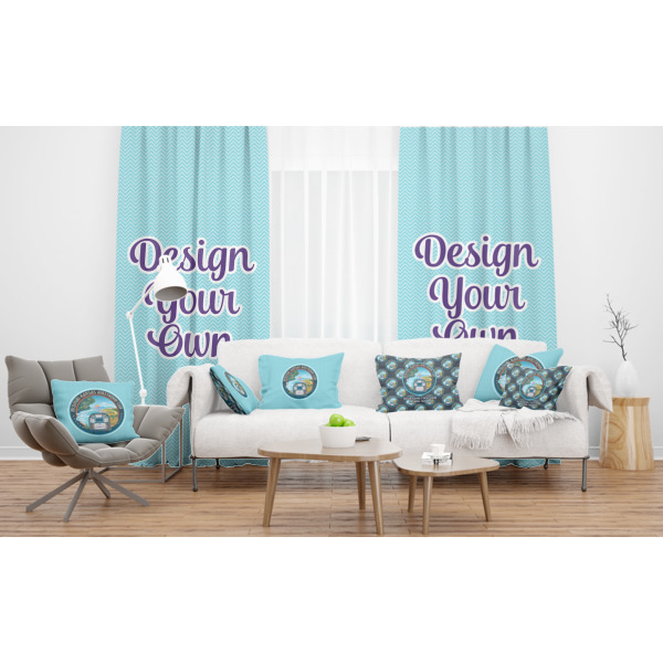 Custom Design - Sheer and Custom Curtains in Room with Matching Pillows