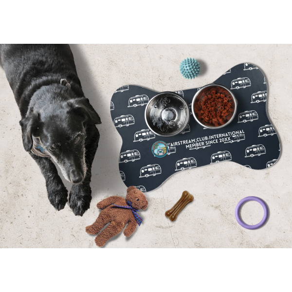 Custom Design - Bone Shaped Mat w/ Food & Water